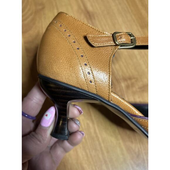 Au BANNISTER Mary Jane style heeled shoes Brown Leather Bow Chic Classic Retro - Picture 7 of 13